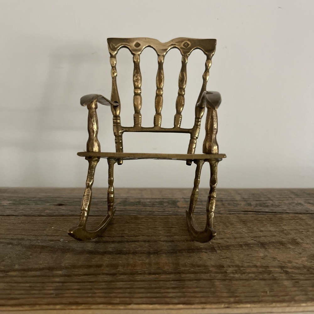Vintage Brass Rocking Chair Figurine - Picture 3 of 5